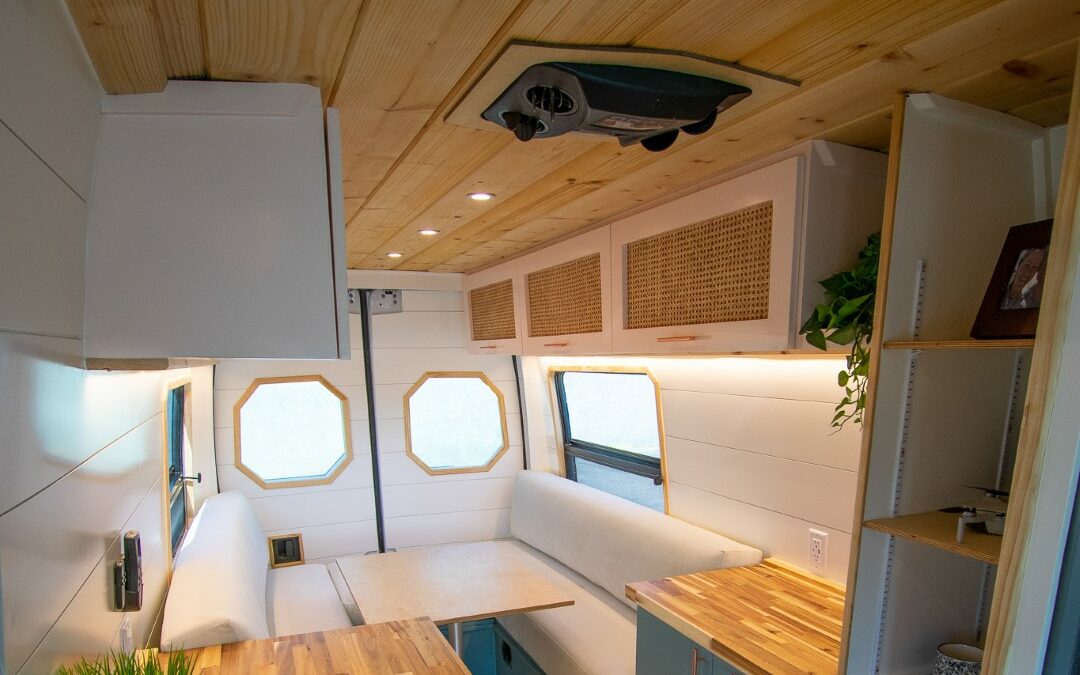 camper van air interior with conditioning unit